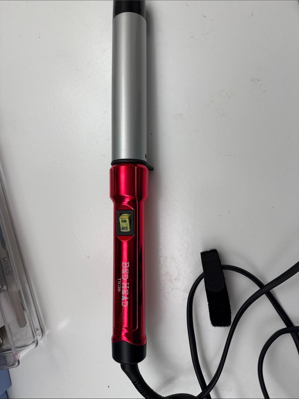 BedHead Red and Silver Curling Iron with Digital Switch
